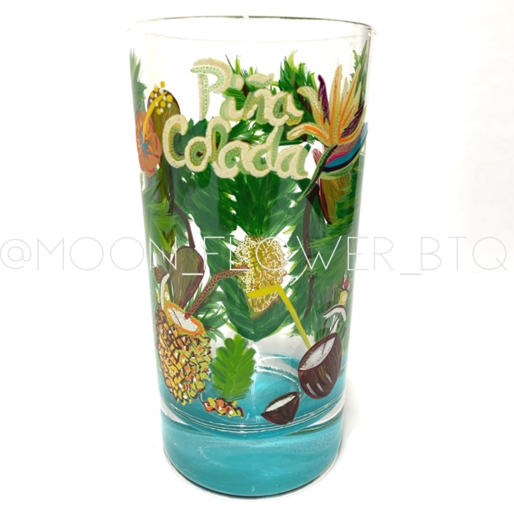 Lolita Pina Colada Hand Painted Cocktail Glass 16oz Tropical Gift Box - Picture 2 of 13